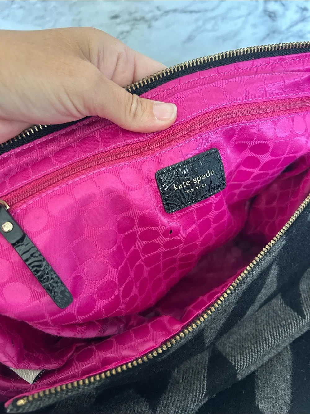 Kate Spade Hearthstone Houndstooth wool shoulder bag tote